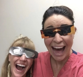 Highland Smiles excited doctors with solar glasses on