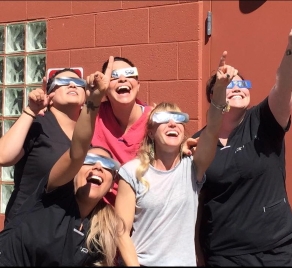 Highland Smiles our friendly staff enjoying a solar eclipse