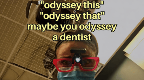 Dentist dad joke meme with humorous text 